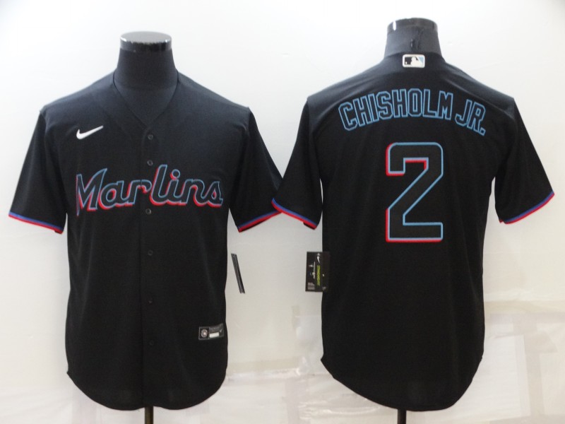 2022 Men Miami Marlins #2 Chisholm jr black game Nike MLB Jersey